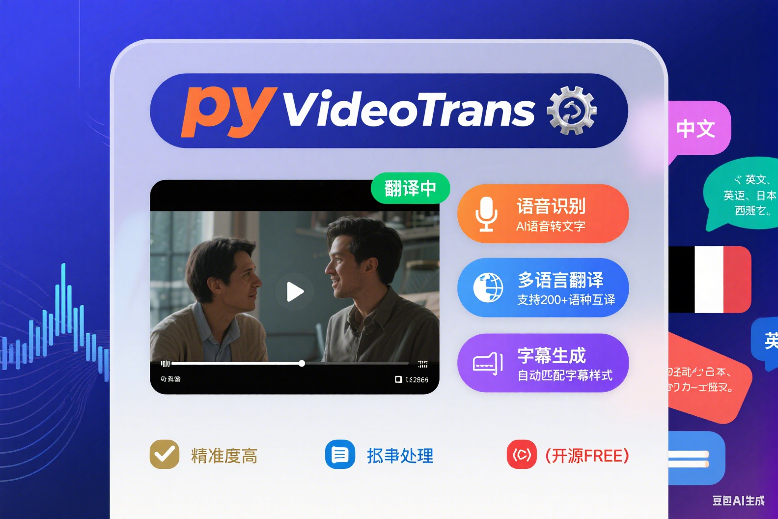 宝藏软件 pyVideoTrans:开源免费的音视频翻译转录神器