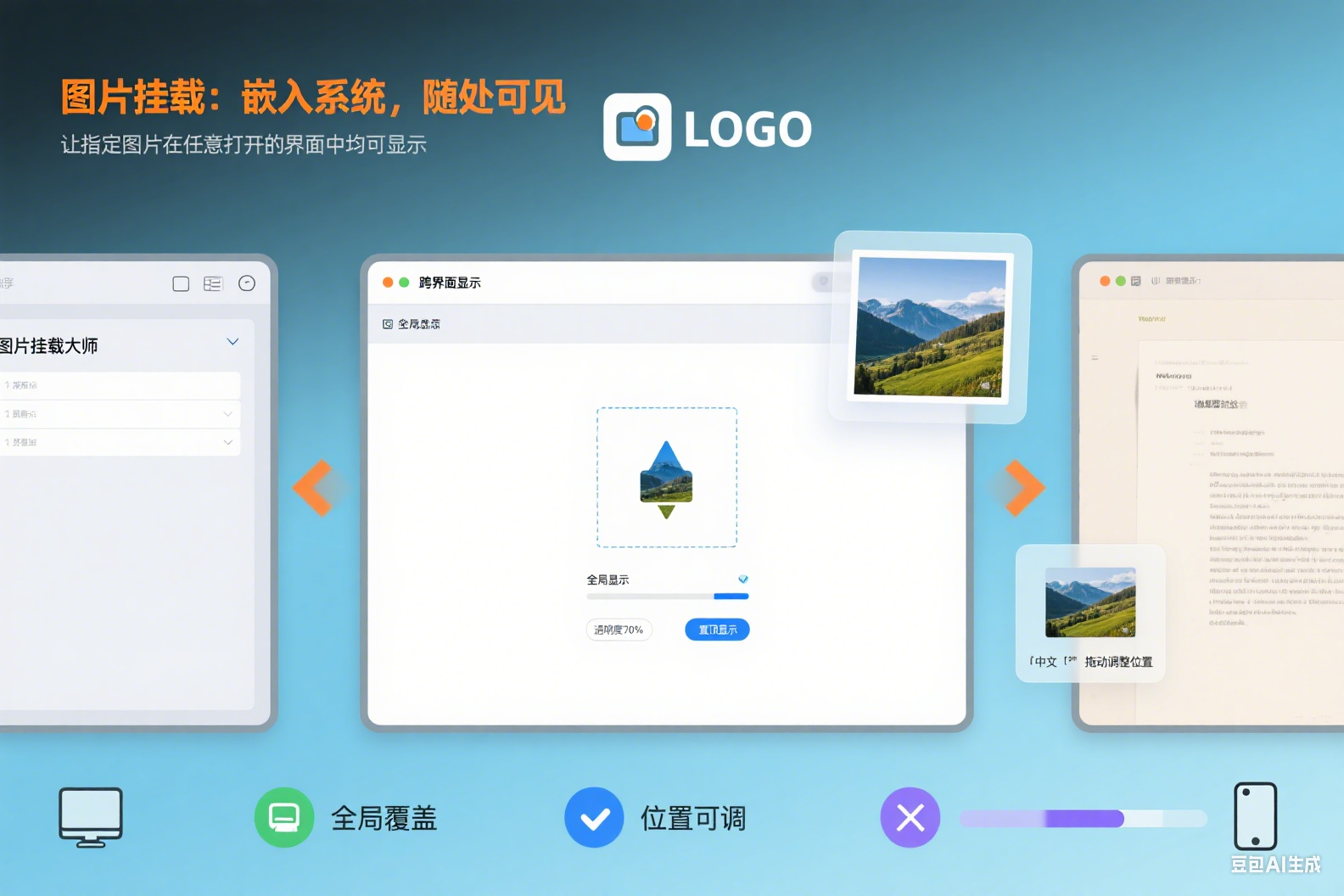 普通桌面单调,图片挂载软件让电脑界面鲜活起来!