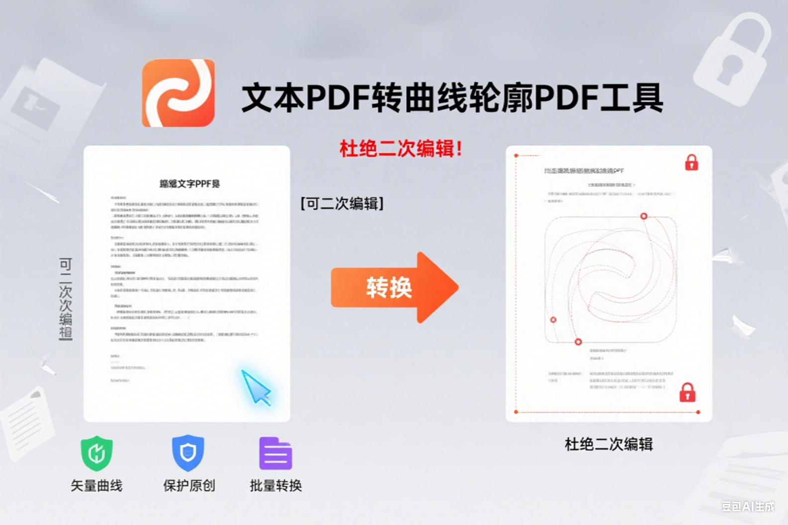 宝藏软件!文本 PDF 转曲线轮廓 PDF工具-杜绝二次编辑!