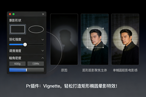 Pr插件：Vignette，轻松打造矩形椭圆晕影特效！