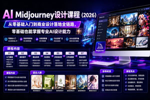 AI Midjourney设计课程（2026），从零基础入门到商业设计落地全链路，IP建筑游戏原画一站式实战教学