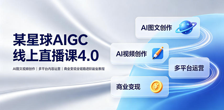 AI图文视频创作、多平台内容运营、商业变现全链路进阶副业教程
